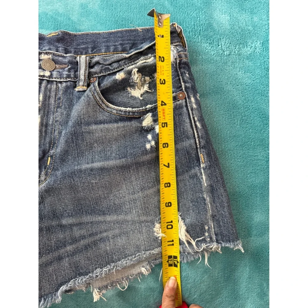 Polo‎ Ralph Lauren Distressed Denim Shorts Dark Wash Raw Hem Authentic Dungarees
